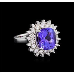 7.05ct Tanzanite and Diamond Ring - 14KT White Gold