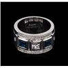 Image 2 : 0.54ctw Blue Topaz and White Sapphire Ring - .925 Silver