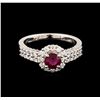 Image 2 : 0.68ct Ruby and Diamond Ring - 14KT White Gold