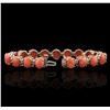 Image 3 : 14KT Rose Gold 16.91ctw Coral and Diamond Bracelet