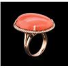 Image 3 : 30.29ct Pink Coral and Diamond Ring - 14KT Rose Gold