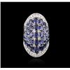 Image 2 : 14KT White Gold 7.25ctw Sapphire and Diamond Ring