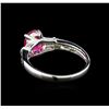 Image 3 : 1.18ct Pink Tourmaline and Diamond Ring - 14KT White Gold