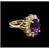 Image 1 : 2.87ct Amethyst and Diamond Ring - 14KT Yellow Gold