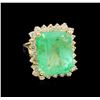 Image 1 : GIA Cert 13.93ct Emerald and Diamond Ring - 14KT Yellow Gold