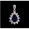 Image 1 : 0.84ct Sapphire and Diamond Pendant - 18KT White Gold