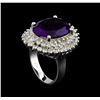 Image 3 : 7.73ct Amethyst and Diamond Ring - 14KT White Gold