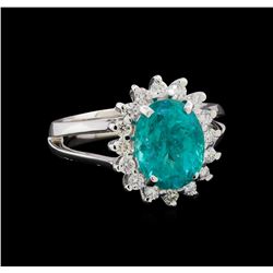 3.48ct Apatite and Diamond Ring - 14KT White Gold