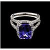 Image 2 : 3.53ct Tanzanite and Diamond Ring - 14KT White Gold