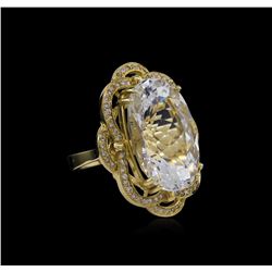 14KT Yellow Gold 22.07ct Aquamarine and Diamond Ring