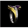 Image 4 : Crayola 2.20ctw Amethyst and White Sapphire Ring - .925 Silver