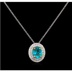 2.68ct Apatite and Diamond Pendant - 14KT White Gold