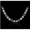Image 1 : 14KT White Gold 25.92ctw Tanzanite and Diamond Necklace