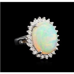 7.55ct Opal and Diamond Ring - 14KT White Gold