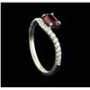 Image 4 : 0.83ct Ruby and Diamond Ring - 14KT White Gold