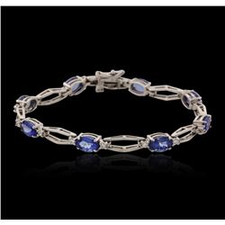 14KT White Gold 6.24ctw Tanzanite and Diamond Bracelet