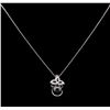 Image 2 : 0.16ctw Pearl and Diamond Pendant - 14KT White Gold