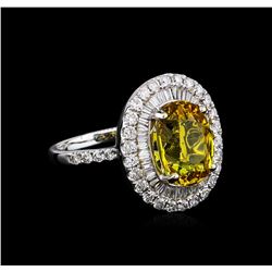 4.06ct Yellow Sapphire and Diamond Ring - 18KT White Gold