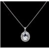Image 1 : 3.46ct Aquamarine and Diamond Pendant - 14KT White Gold