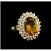 Image 1 : 4.75ct Citrine and Diamond Ring - 14KT Yellow Gold