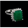 Image 1 : 7.22ct Emerald and Diamond Ring - 14KT White Gold