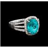 Image 1 : 3.20ct Apatite and Diamond Ring - 14KT White Gold
