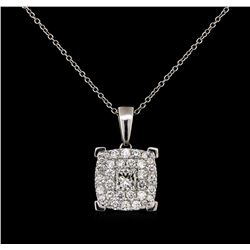 1.40ctw Diamond Pendant With Chain - 18KT White Gold