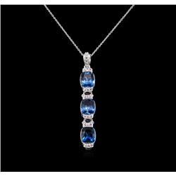 Crayola 10.50ctw Blue Topaz and White Sapphire Pendant With Chain - .925 Silver