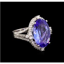 10.18ct Tanzanite and Diamond Ring - 14KT White Gold