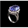 Image 4 : 10.18ct Tanzanite and Diamond Ring - 14KT White Gold