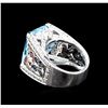 Image 3 : 20.00ct Multi Gemstone and Diamond Ring - 14KT White Gold