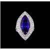 Image 2 : 18KT White Gold GIA Certified 10.54ct Tanzanite and Diamond Ring