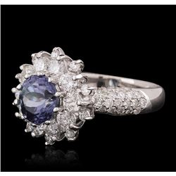 14KT White Gold 1.67ct Tanzanite and Diamond Ring