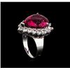 Image 4 : 11.41ct Pink Tourmaline and Diamond Ring - 14KT White Gold