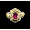 Image 2 : 1.32ct Pink Tourmaline and Diamond Ring - 14KT Yellow Gold