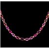 Image 2 : 38.00ctw Pink Sapphire and Diamond Necklace - 14KT Yellow Gold