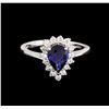 Image 2 : 1.25ct Sapphire and Diamond Ring - 18KT White Gold