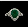 Image 2 : 3.17ct Emerald and Diamond Ring - 18KT White Gold