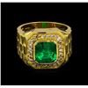 Image 2 : 4.80ct Emerald and Diamond Ring - 18KT Yellow Gold