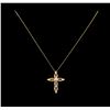 Image 1 : 3.00ctw Topaz and Diamond Cross Pendant With Chain - 10KT Yellow Gold