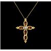 Image 2 : 3.00ctw Topaz and Diamond Cross Pendant With Chain - 10KT Yellow Gold