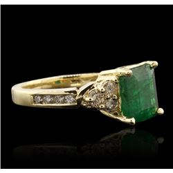 14KT Yellow Gold 2.45ct Emerald and Diamond Ring