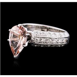 14KT White Gold 3.00ct Morganite and Diamond Ring