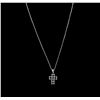 Image 2 : 14KT White Gold 0.75ctw Diamond Cross Pendant With Chain