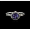 Image 2 : 0.82ct Tanzanite and Diamond Ring - 18KT White Gold