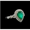 Image 1 : 1.64ct Emerald and Diamond Ring - 18KT White Gold