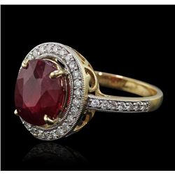 14KT Yellow Gold 4.98ct Ruby and Diamond Ring