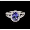 Image 2 : 1.66ct Tanzanite and Diamond Ring - 14KT White Gold