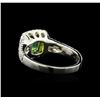Image 3 : 1.76ct Green Tourmaline and Diamond Ring - 14KT White Gold