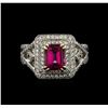 Image 2 : 2.00ct Pink Tourmaline and Diamond Ring - 14KT White Gold